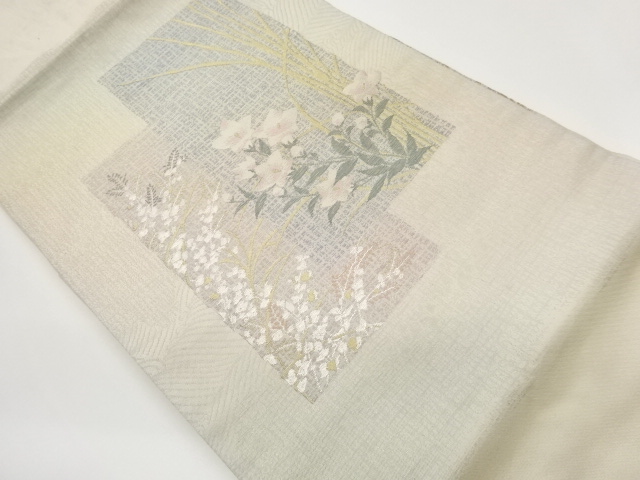 JAPANESE KIMONO / WOOD / BELLFLOWER PATTERN WOVEN SHIKISHI PAPER NAGOY